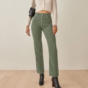 Cynthia Button Fly High Rise Straight Corduroy Pants
